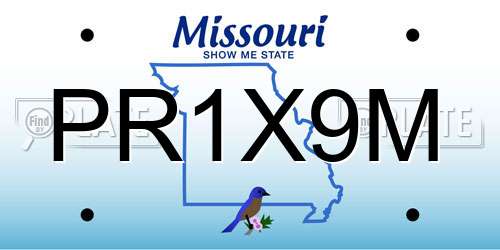 PR1X9M Missouri License Plate