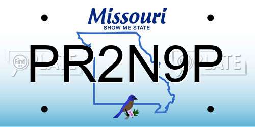 PR2N9P Missouri License Plate