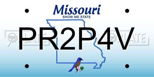PR2P4V Missouri License Plate