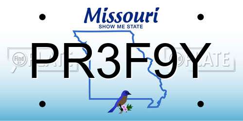 PR3F9Y Missouri License Plate