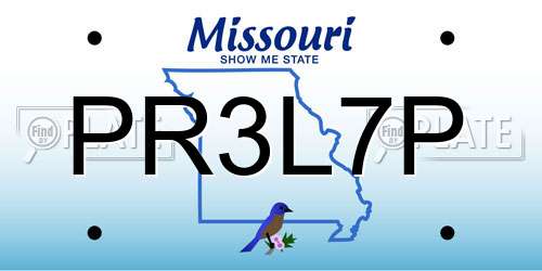 PR3L7P Missouri License Plate