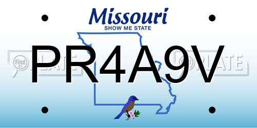 PR4A9V Missouri License Plate