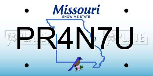 PR4N7U Missouri License Plate