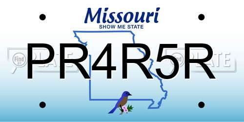 PR4R5R Missouri License Plate
