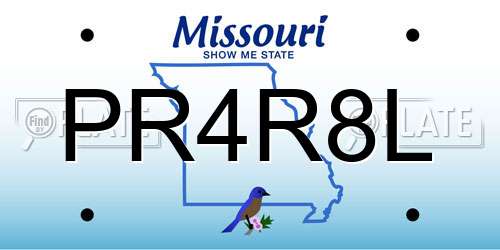 PR4R8L Missouri License Plate