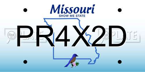 PR4X2D Missouri License Plate