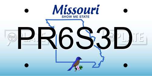 PR6S3D Missouri License Plate