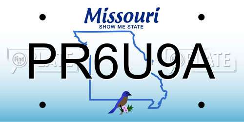 PR6U9A Missouri License Plate