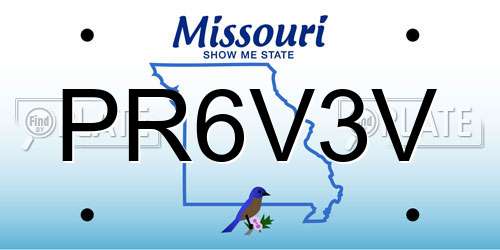 PR6V3V Missouri License Plate