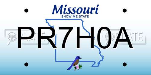 PR7H0A Missouri License Plate