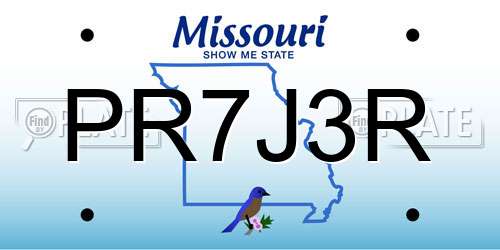 PR7J3R Missouri License Plate