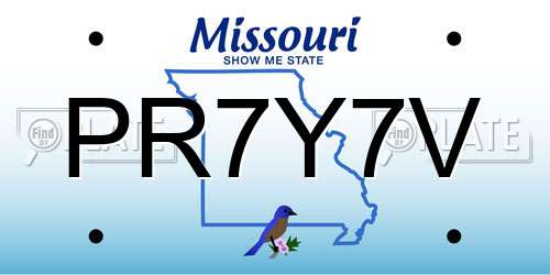 PR7Y7V Missouri License Plate