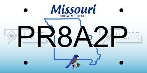 PR8A2P Missouri License Plate