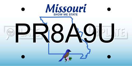 PR8A9U Missouri License Plate
