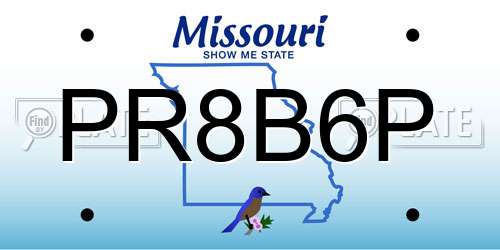 PR8B6P Missouri License Plate