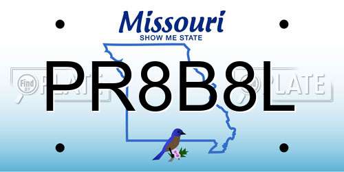 PR8B8L Missouri License Plate
