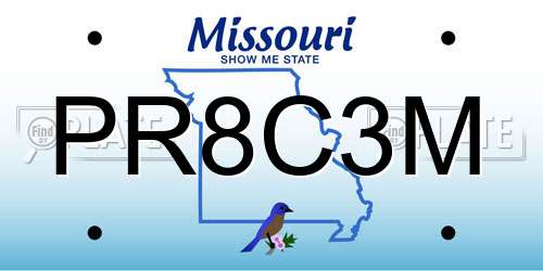 PR8C3M Missouri License Plate