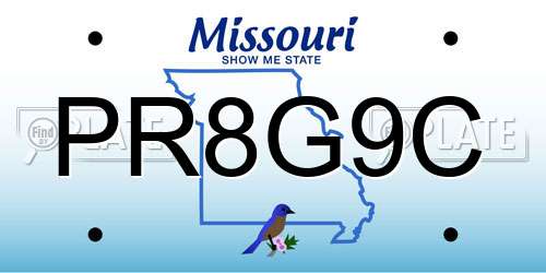 PR8G9C Missouri License Plate