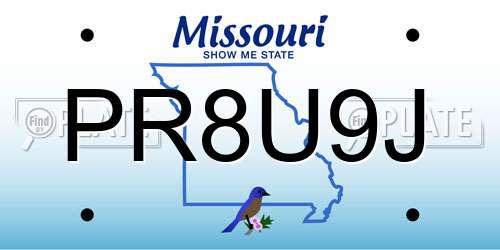 PR8U9J Missouri License Plate