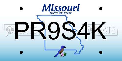 PR9S4K Missouri License Plate