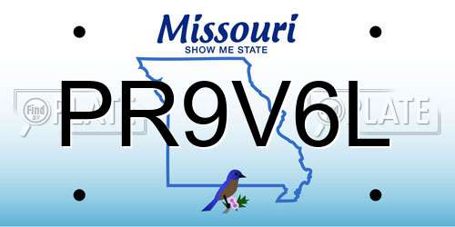 PR9V6L Missouri License Plate