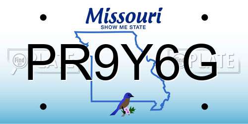 PR9Y6G Missouri License Plate