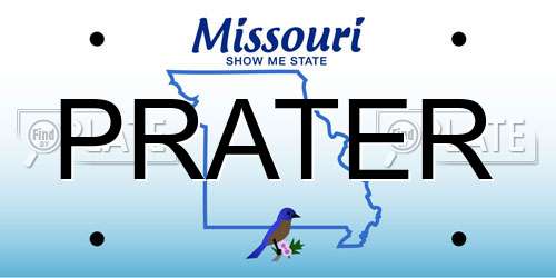 PRATER Missouri License Plate