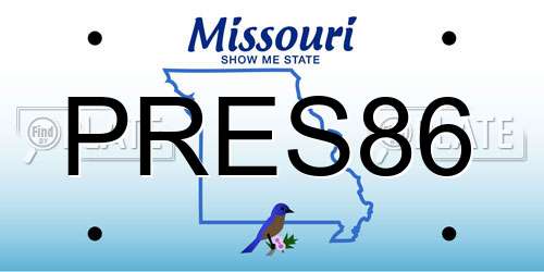 PRES86 Missouri License Plate