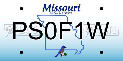PS0F1W Missouri License Plate
