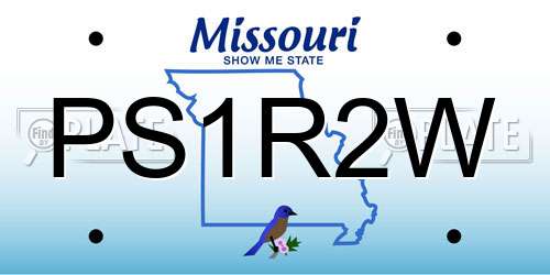PS1R2W Missouri License Plate