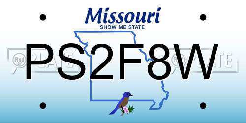 PS2F8W Missouri License Plate