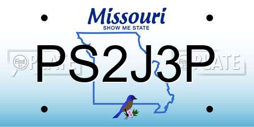 PS2J3P Missouri License Plate