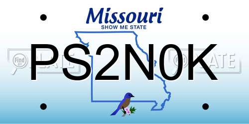 PS2N0K Missouri License Plate