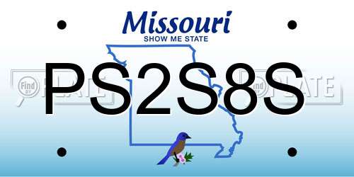 PS2S8S Missouri License Plate