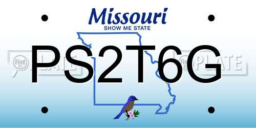 PS2T6G Missouri License Plate