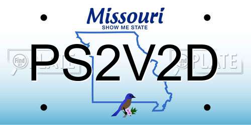 PS2V2D Missouri License Plate