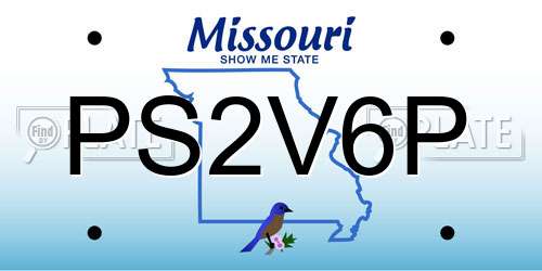 PS2V6P Missouri License Plate