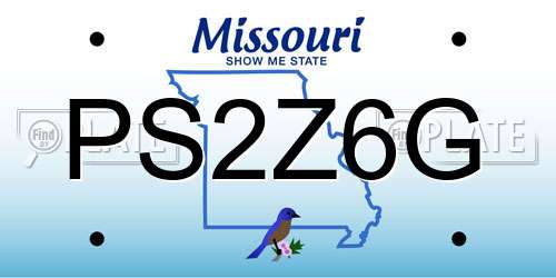 PS2Z6G Missouri License Plate