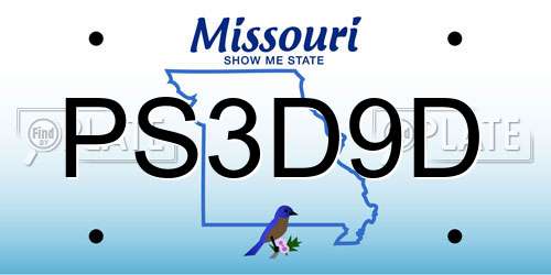 PS3D9D Missouri License Plate