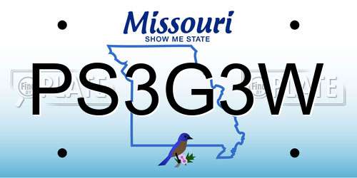 PS3G3W Missouri License Plate