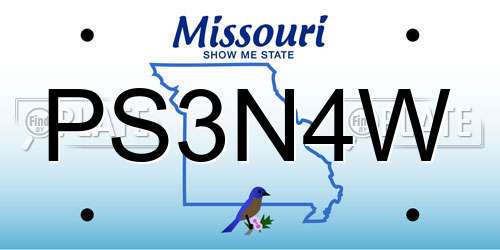 PS3N4W Missouri License Plate