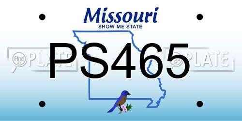 PS465 Missouri License Plate