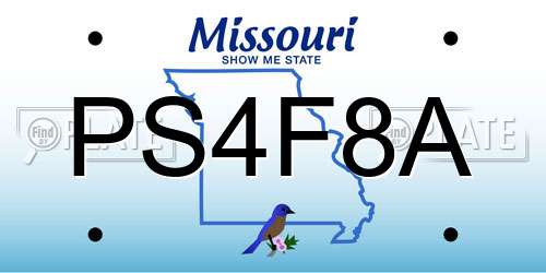 PS4F8A Missouri License Plate