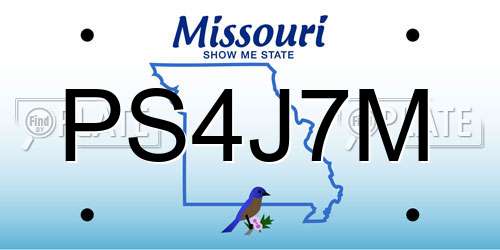 PS4J7M Missouri License Plate