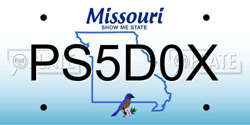 PS5D0X Missouri License Plate