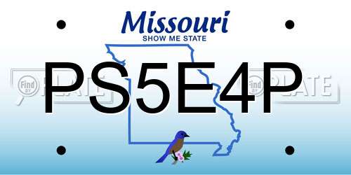 PS5E4P Missouri License Plate