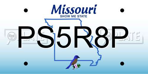 PS5R8P Missouri License Plate