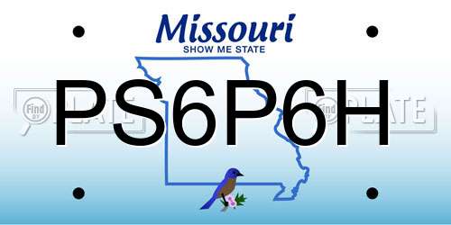 PS6P6H Missouri License Plate