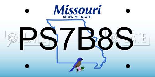 PS7B8S Missouri License Plate