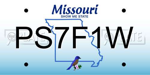 PS7F1W Missouri License Plate